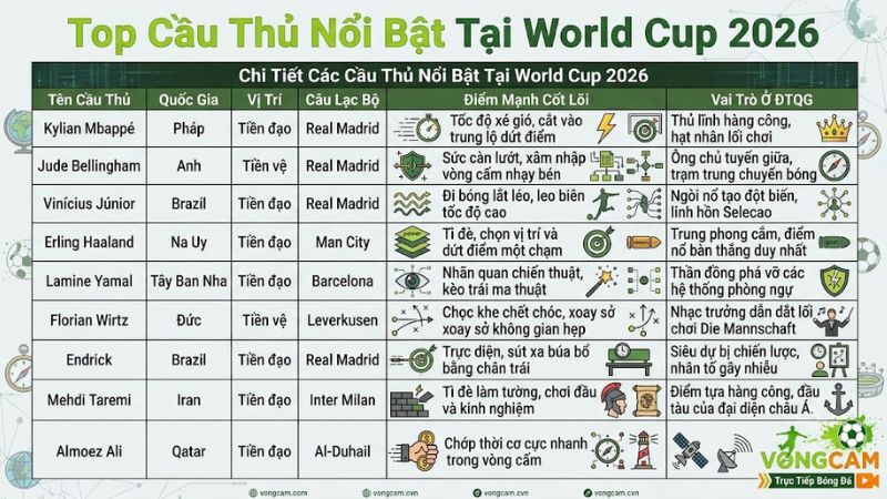 Top Cầu Thủ Nổi Bật Tại World Cup 2026: Cập Nhật Phong Độ Và Dữ Liệu Mới Nhất